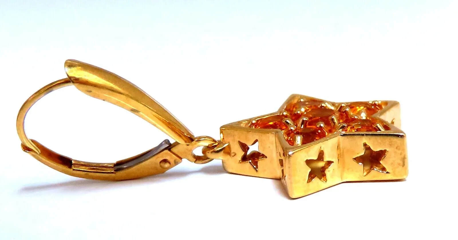 2ct Natural Citrine Star Dangle Earrings 14kt