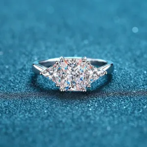 3 Carat Moissanite Wedding Ring, Emerald/Radiant Cut Statement Ring-RM021