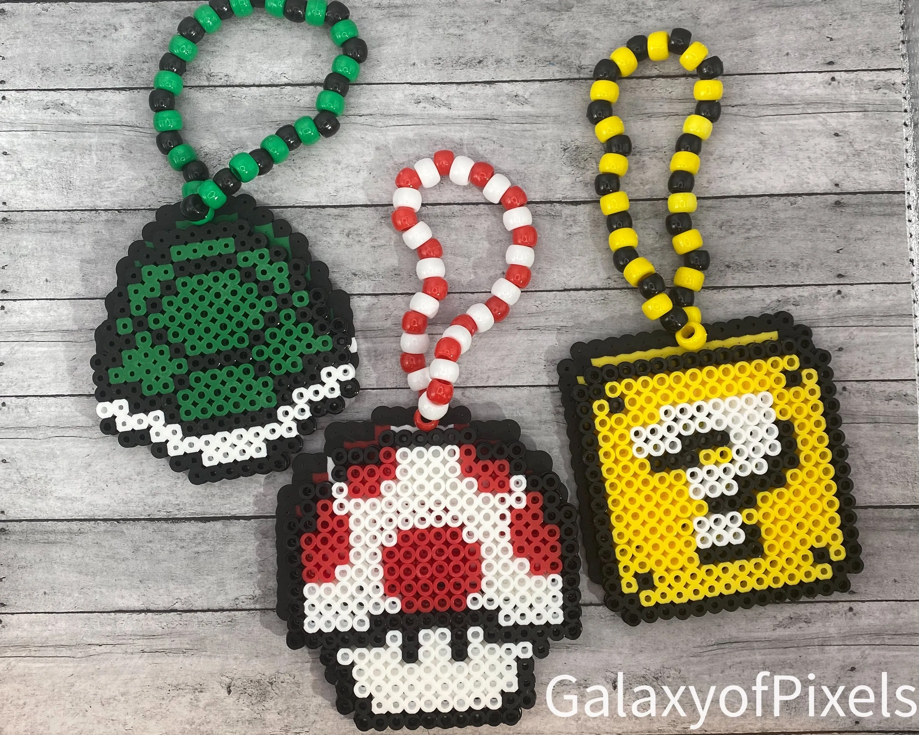 3 Mario Themed Kandi Bracelets, Perler Jewelry, Artkal, Kandi, Rave Jewelry, Festival Jewelry, Pony Beads, Kandi Beads, Perler Art