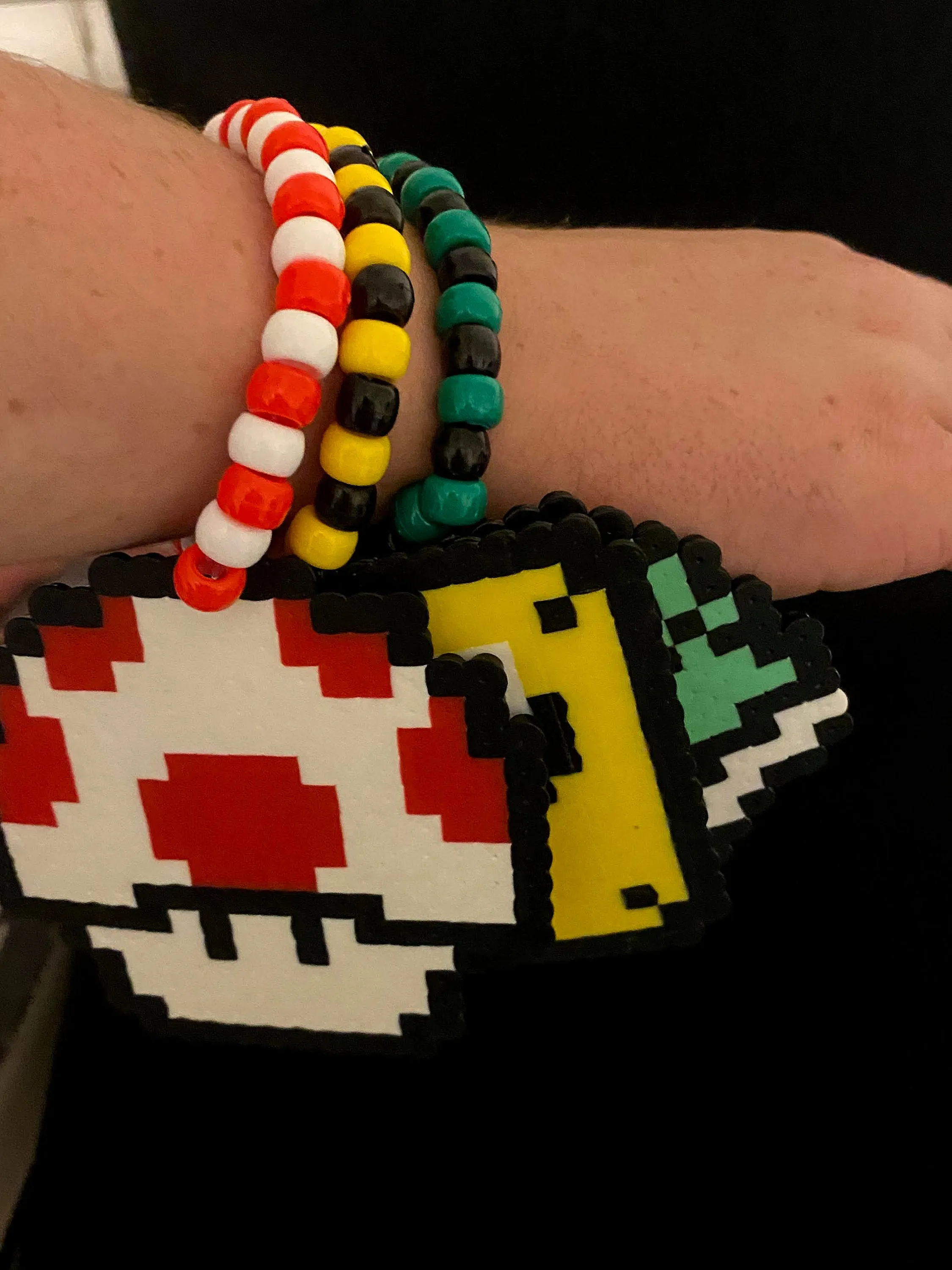 3 Mario Themed Kandi Bracelets, Perler Jewelry, Artkal, Kandi, Rave Jewelry, Festival Jewelry, Pony Beads, Kandi Beads, Perler Art