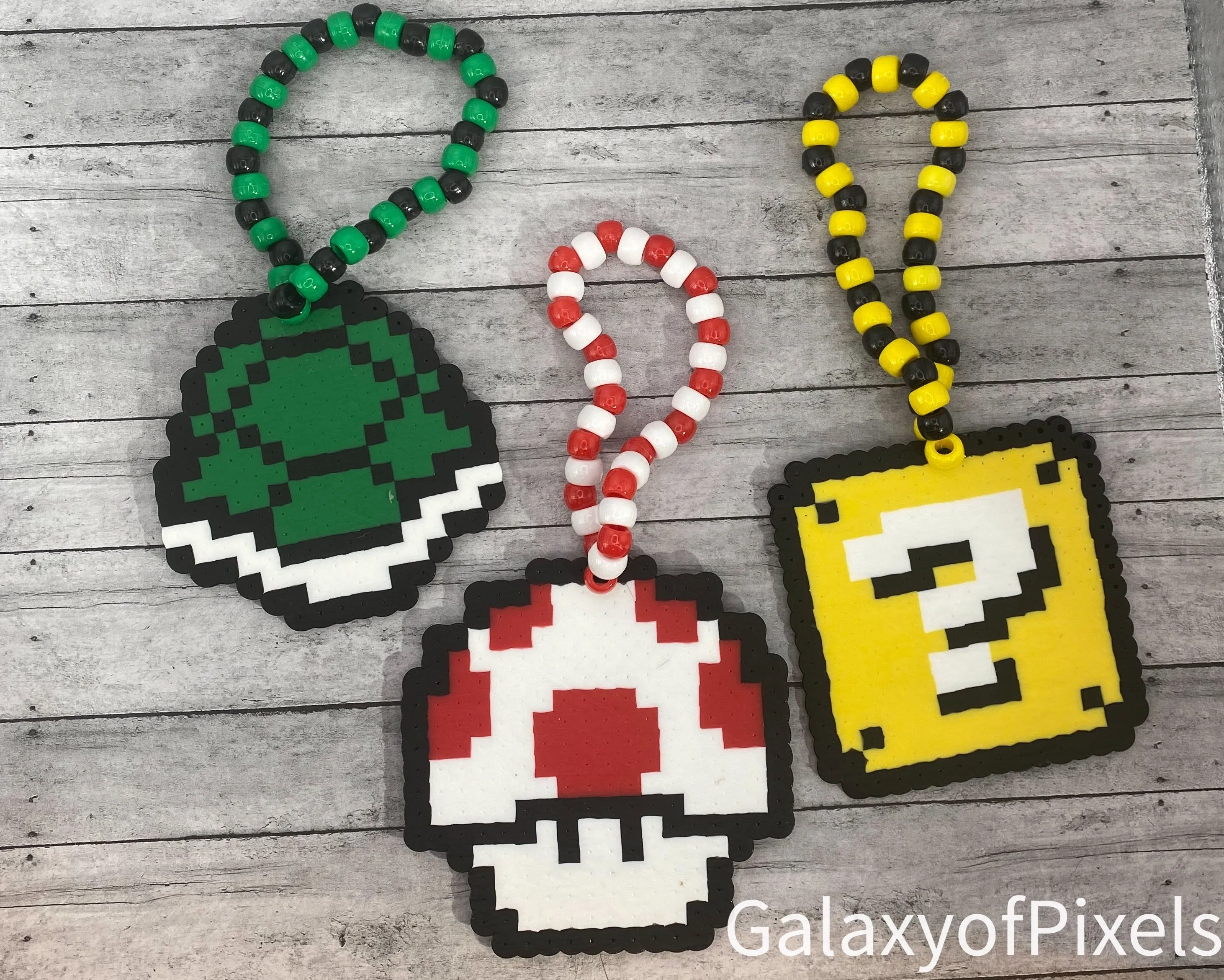 3 Mario Themed Kandi Bracelets, Perler Jewelry, Artkal, Kandi, Rave Jewelry, Festival Jewelry, Pony Beads, Kandi Beads, Perler Art
