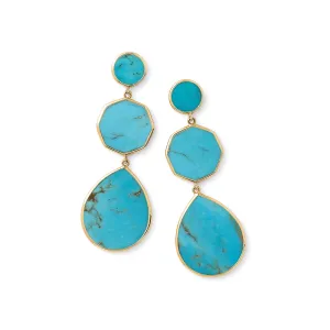 3-Stone Drop Earrings in 18K Gold