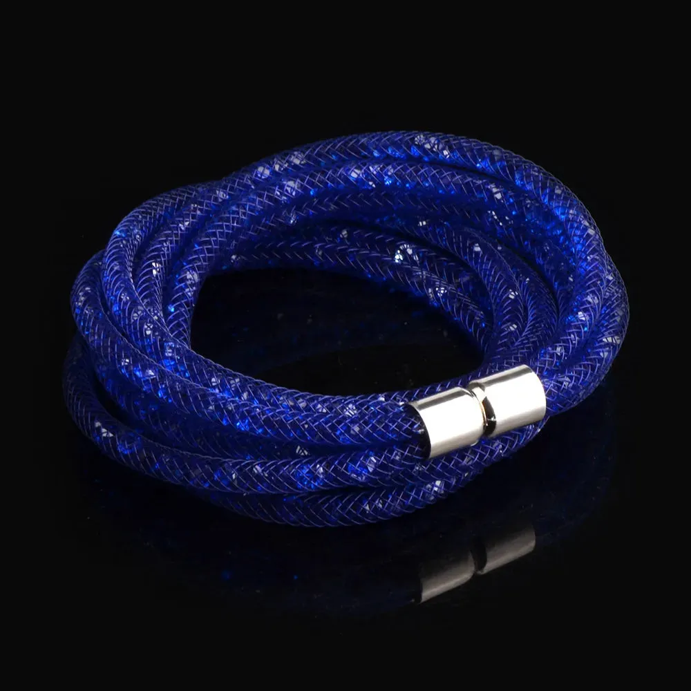 4 Layers Mesh Magnetic Clasp Double Wrap Crystal Bracelet