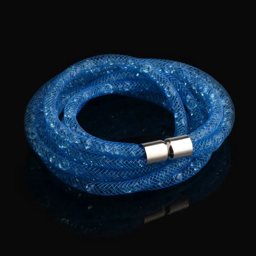 4 Layers Mesh Magnetic Clasp Double Wrap Crystal Bracelet