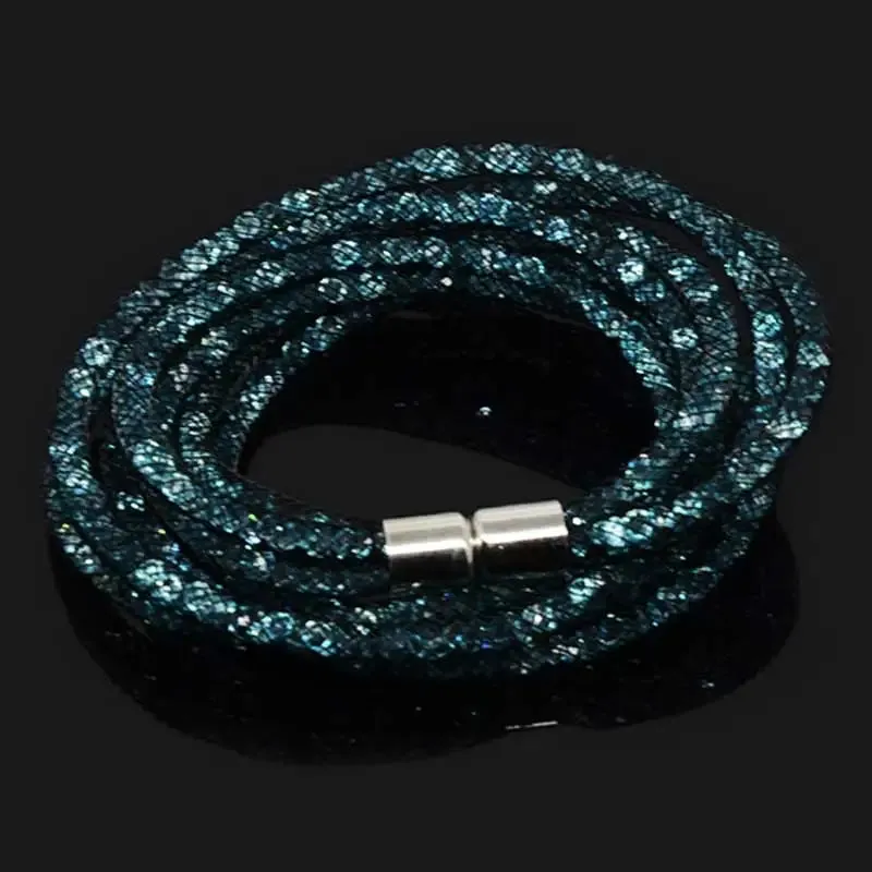 4 Layers Mesh Magnetic Clasp Double Wrap Crystal Bracelet