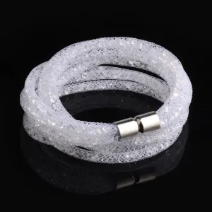 4 Layers Mesh Magnetic Clasp Double Wrap Crystal Bracelet