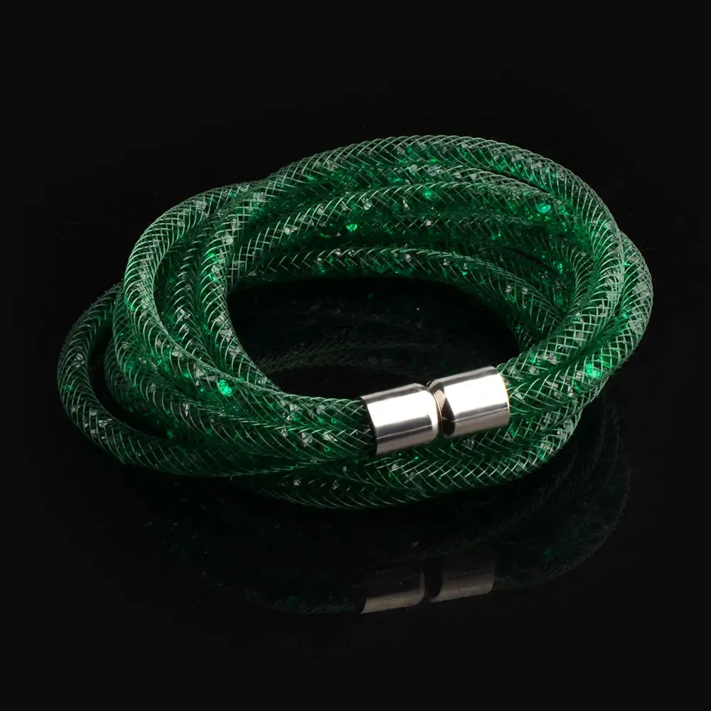 4 Layers Mesh Magnetic Clasp Double Wrap Crystal Bracelet