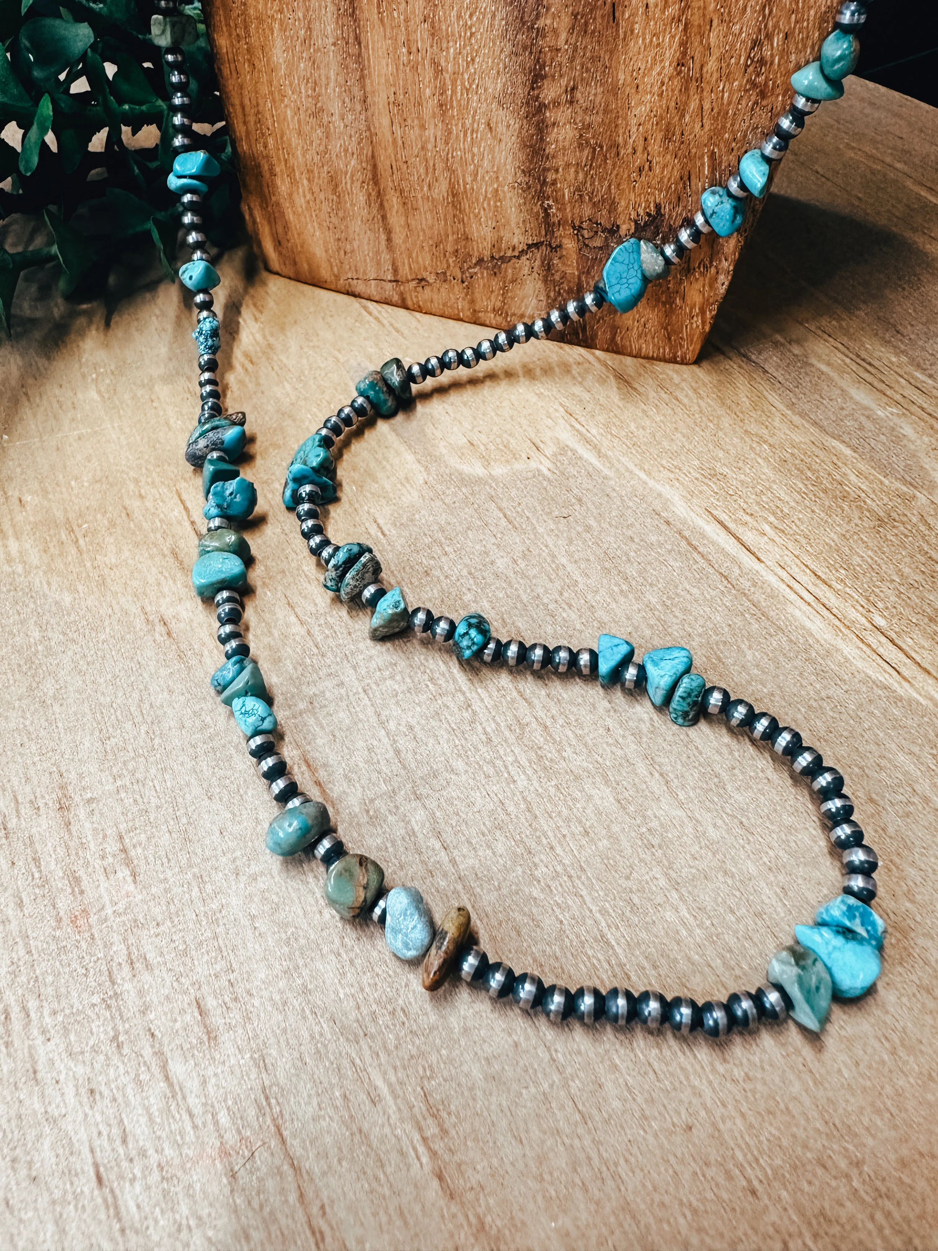 4MM 42" Turq Chip Necklace