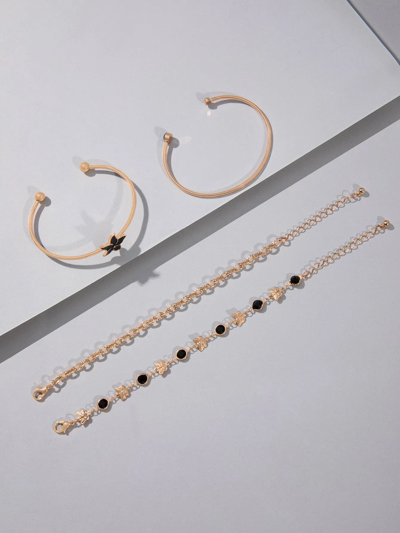 4pcs/set Butterfly Decor Bracelet - Black