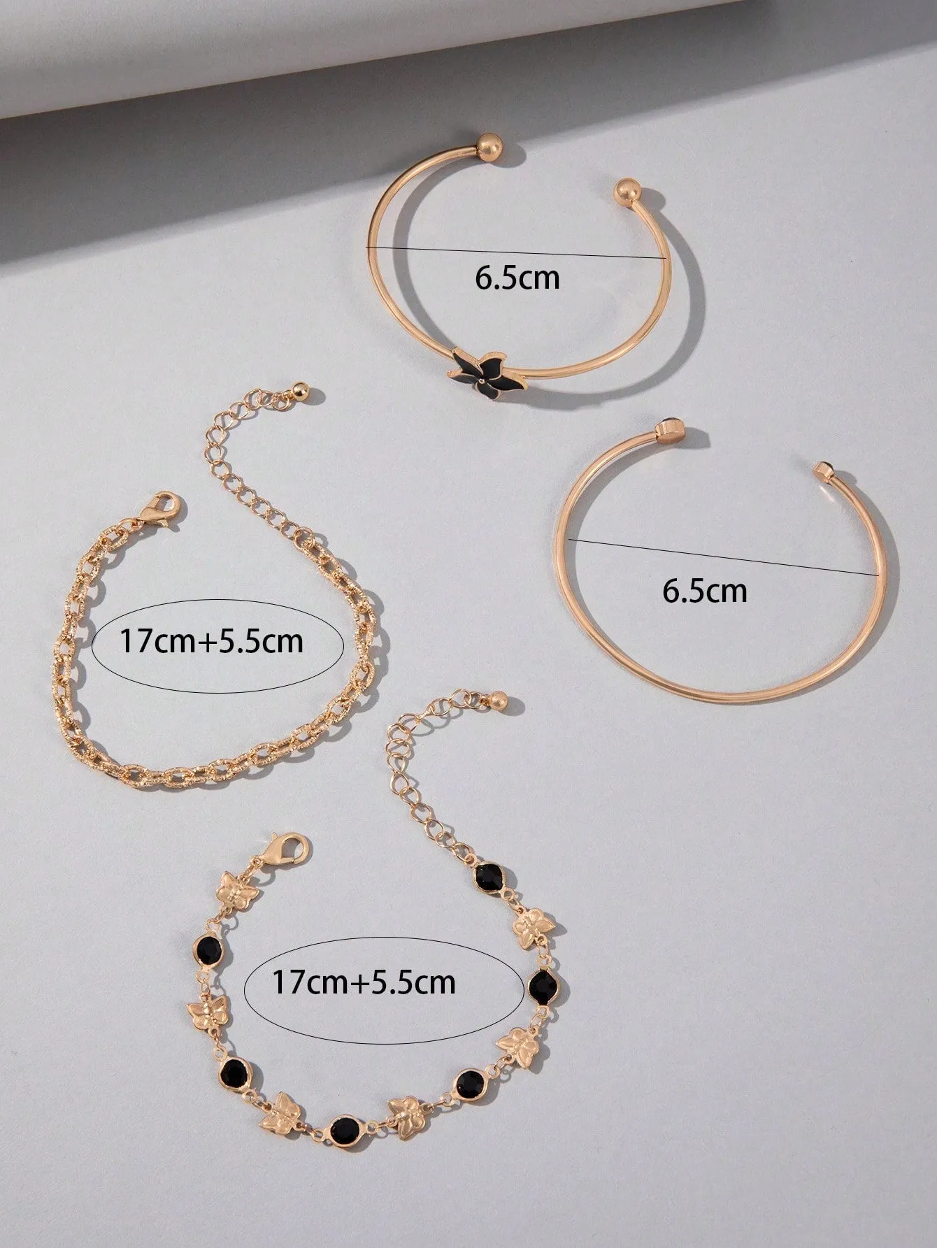 4pcs/set Butterfly Decor Bracelet - Black