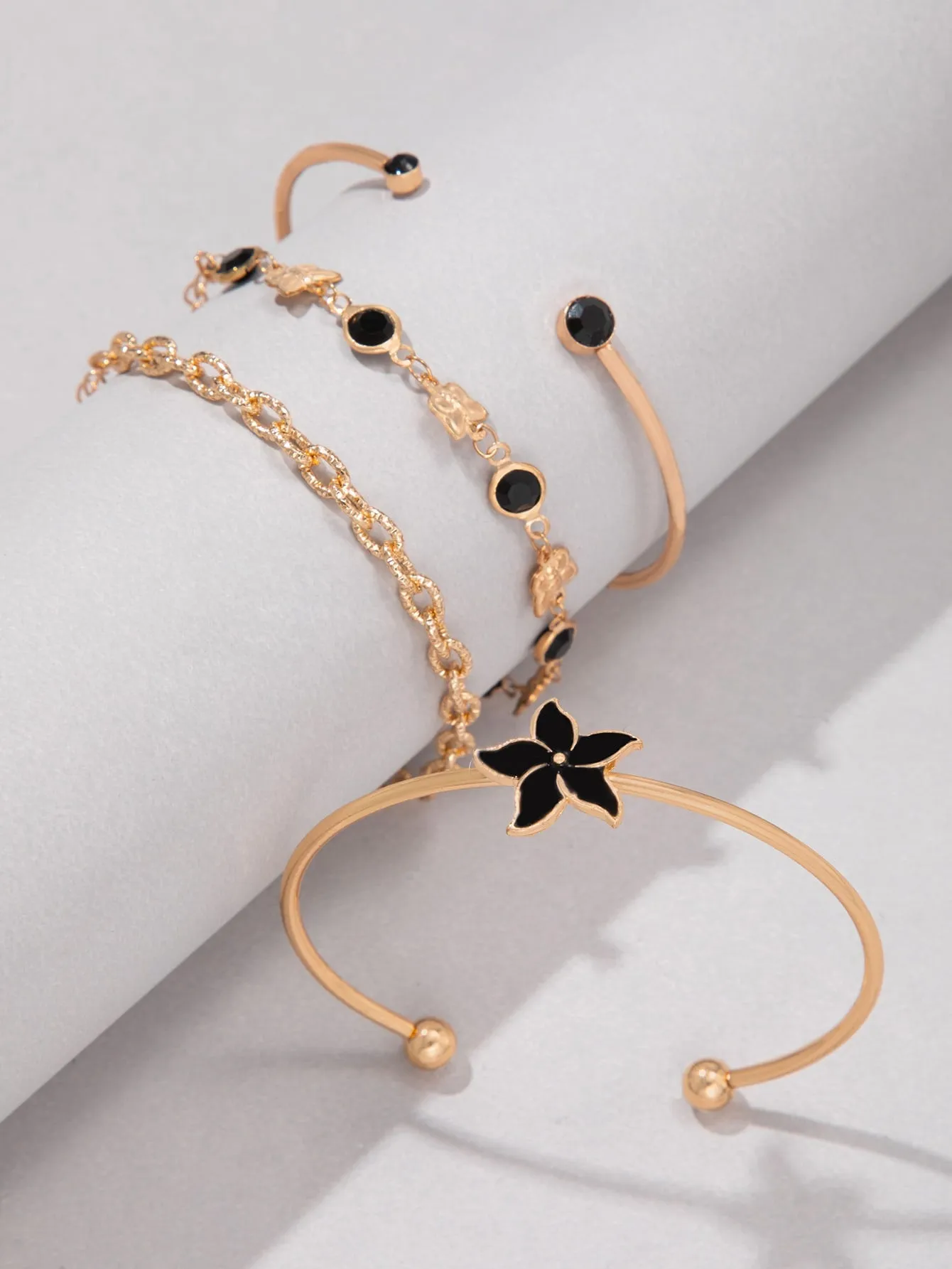 4pcs/set Butterfly Decor Bracelet - Black