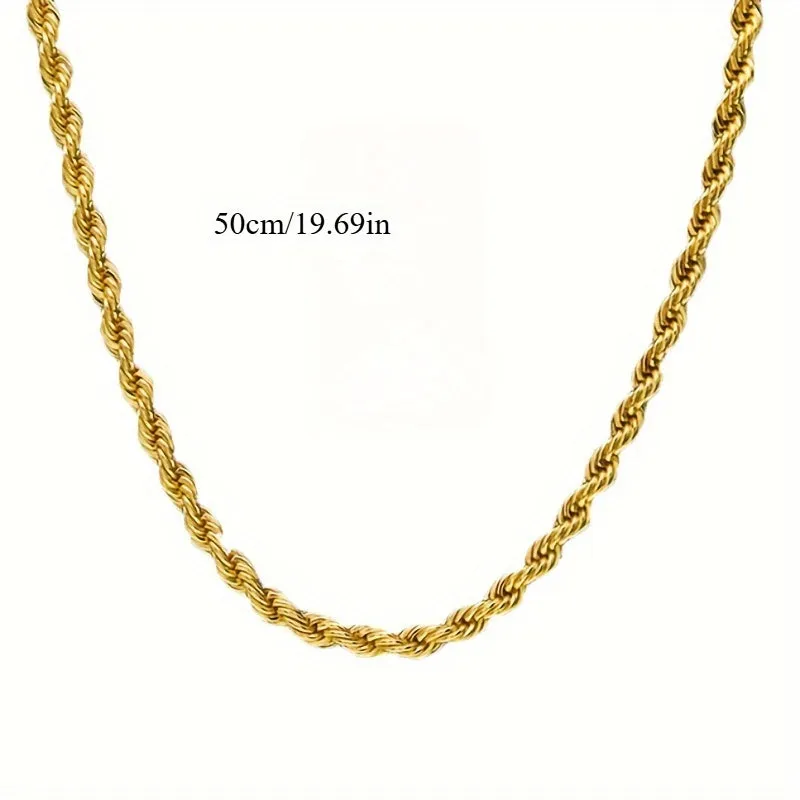 5 Pack Men's Chunky Twisted Chain Necklaces Stainless Steel Couples Accessory