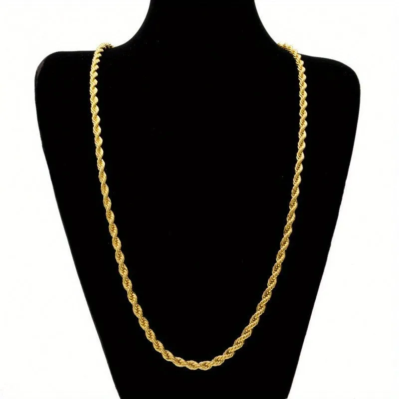5 Pack Men's Chunky Twisted Chain Necklaces Stainless Steel Couples Accessory