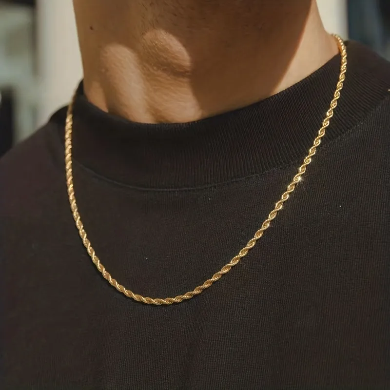 5 Pack Men's Chunky Twisted Chain Necklaces Stainless Steel Couples Accessory