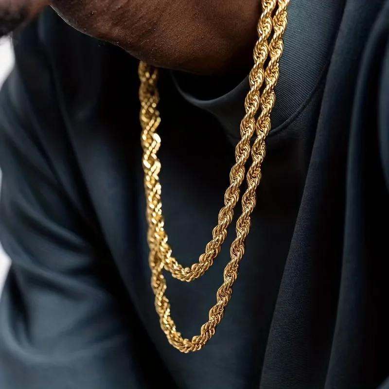 5 Pack Men's Chunky Twisted Chain Necklaces Stainless Steel Couples Accessory