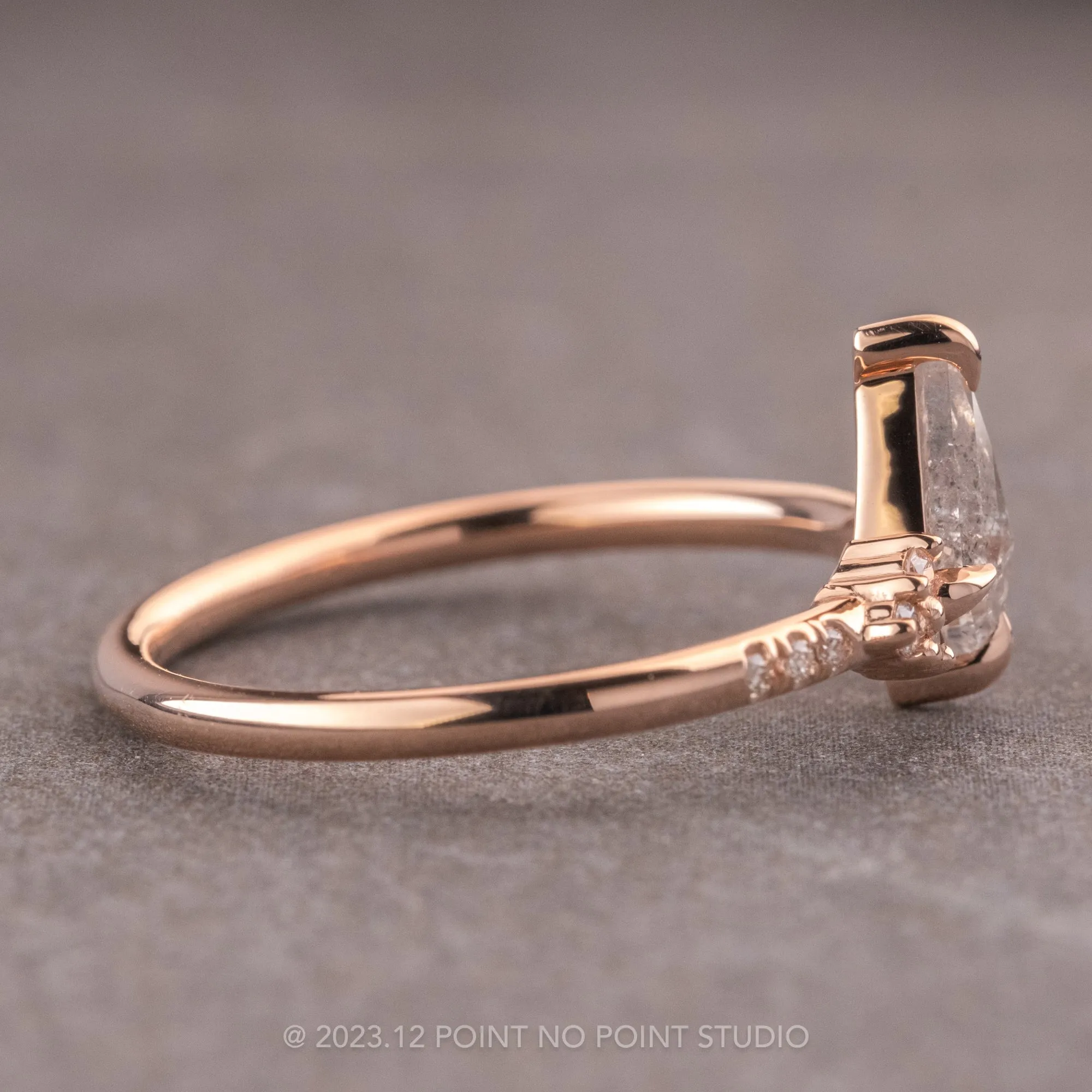 .59 Carat Salt and Pepper Kite Diamond Engagement Ring, Quincy Setting, 14K Rose Gold
