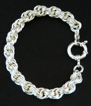 8.6mm Sterling Silver Double Spiral Bracelet with 16mm Sterling Spring Ring Clasp