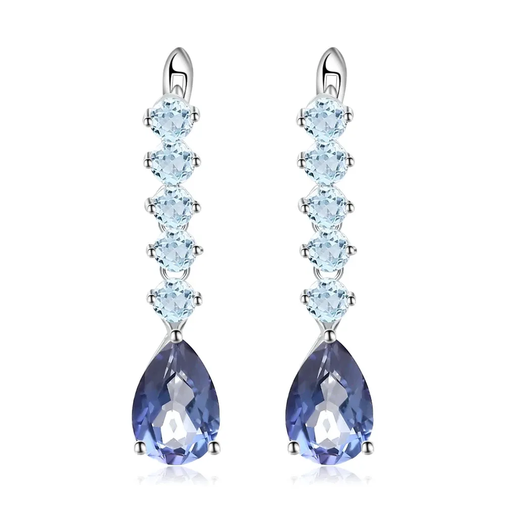 8.91Ct Natural Amethyst Vintage Long Drop Earrings – 925 Sterling Silver Gemstone Jewelry