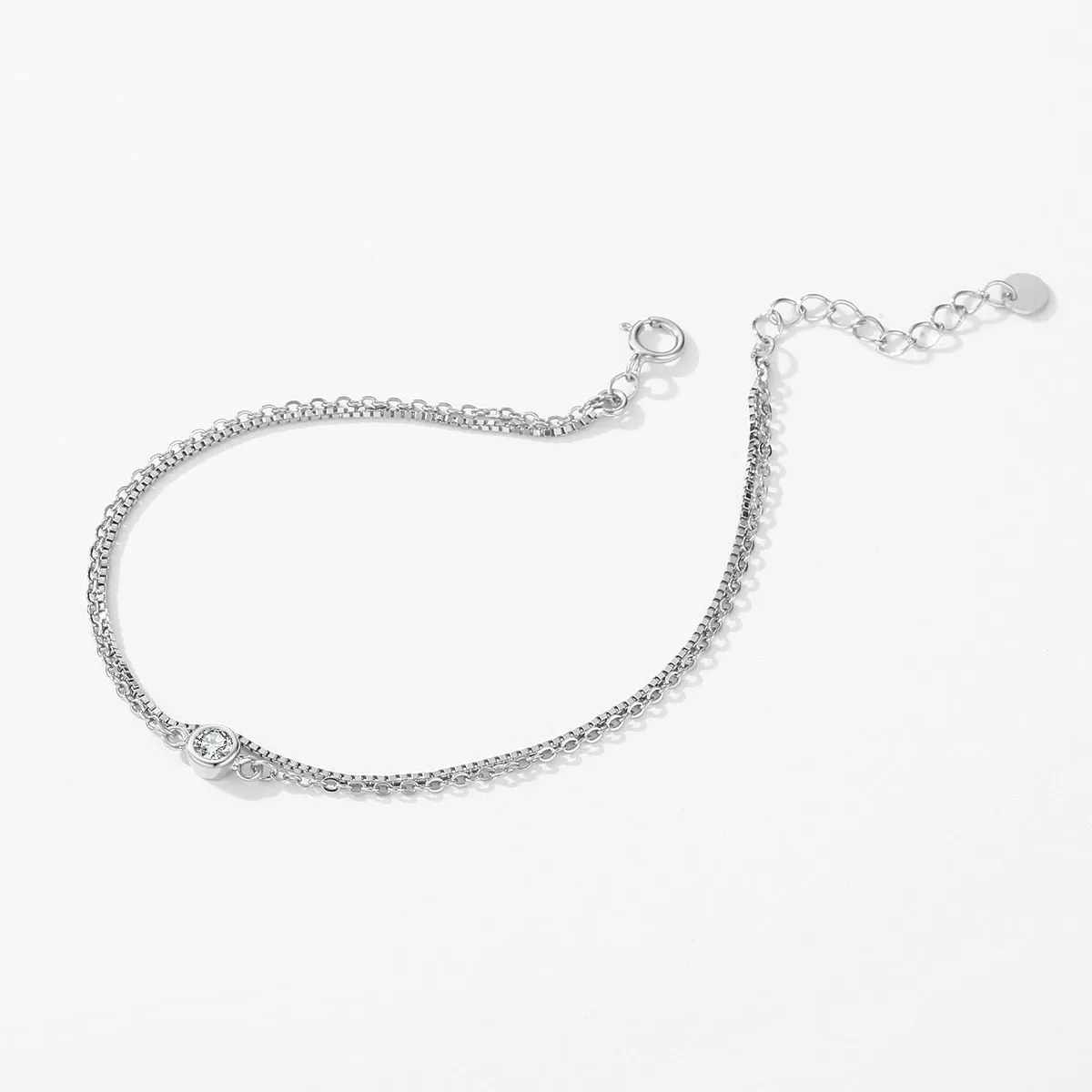 925 Silver Double Layer Link Bracelet