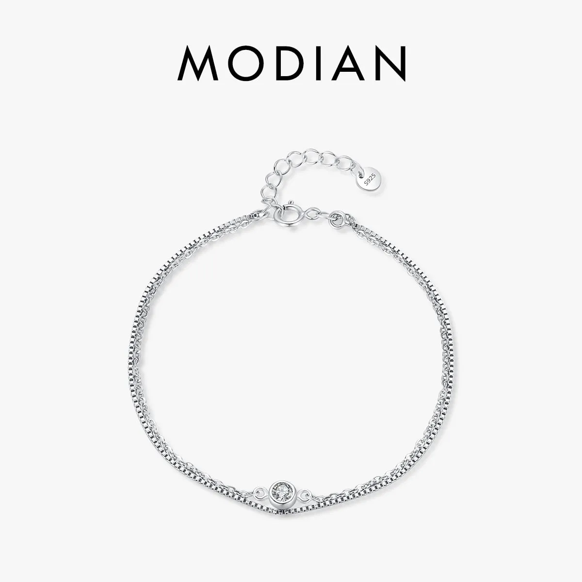 925 Silver Double Layer Link Bracelet