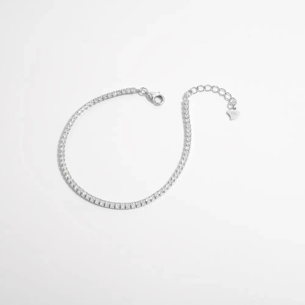 925 Sterling Silver Inlaid Zircon Bracelet