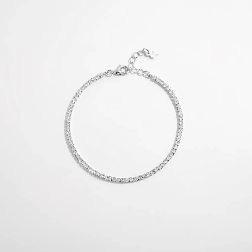 925 Sterling Silver Inlaid Zircon Bracelet
