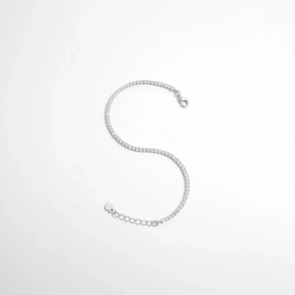 925 Sterling Silver Inlaid Zircon Bracelet