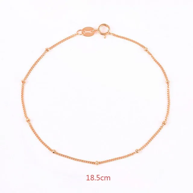 925 Sterling Silver Minimalist Small Beads Thin Chain Bracelets For Women