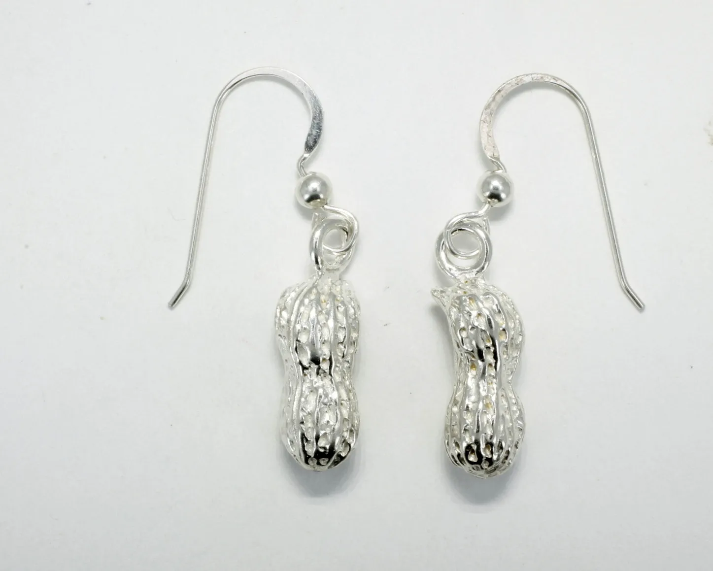 925 Sterling Silver Peanut Shell Dangle Earrings