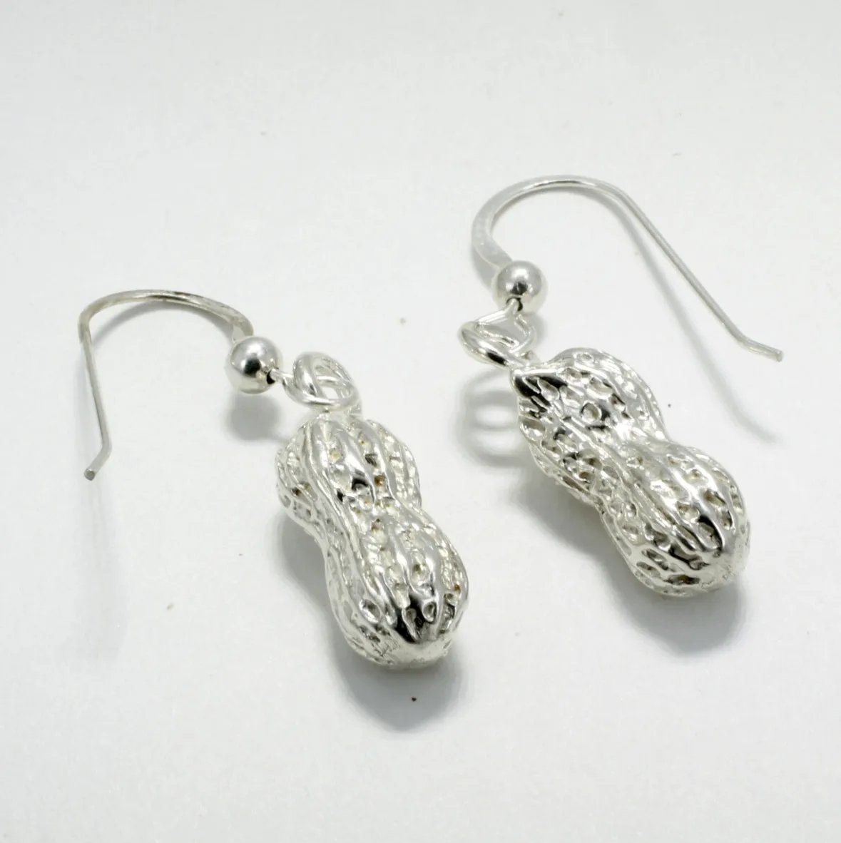 925 Sterling Silver Peanut Shell Dangle Earrings