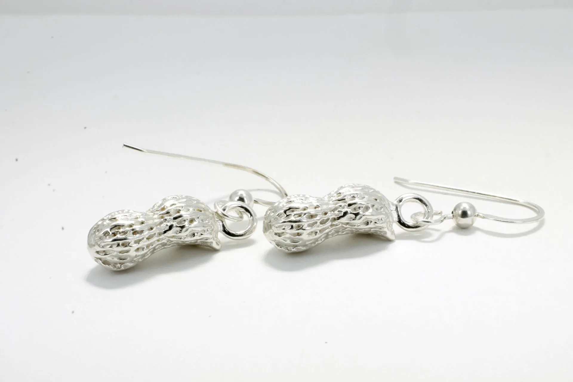 925 Sterling Silver Peanut Shell Dangle Earrings