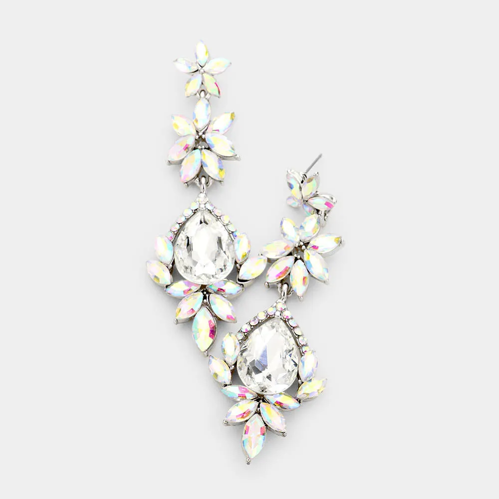 AB Crystal Dangle Pageant Earrings  | Prom Earrings | 445897