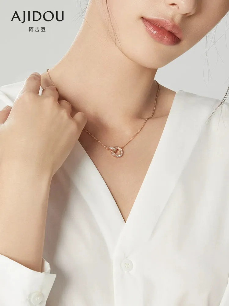 Ajidou Rose Gold Ring Necklace