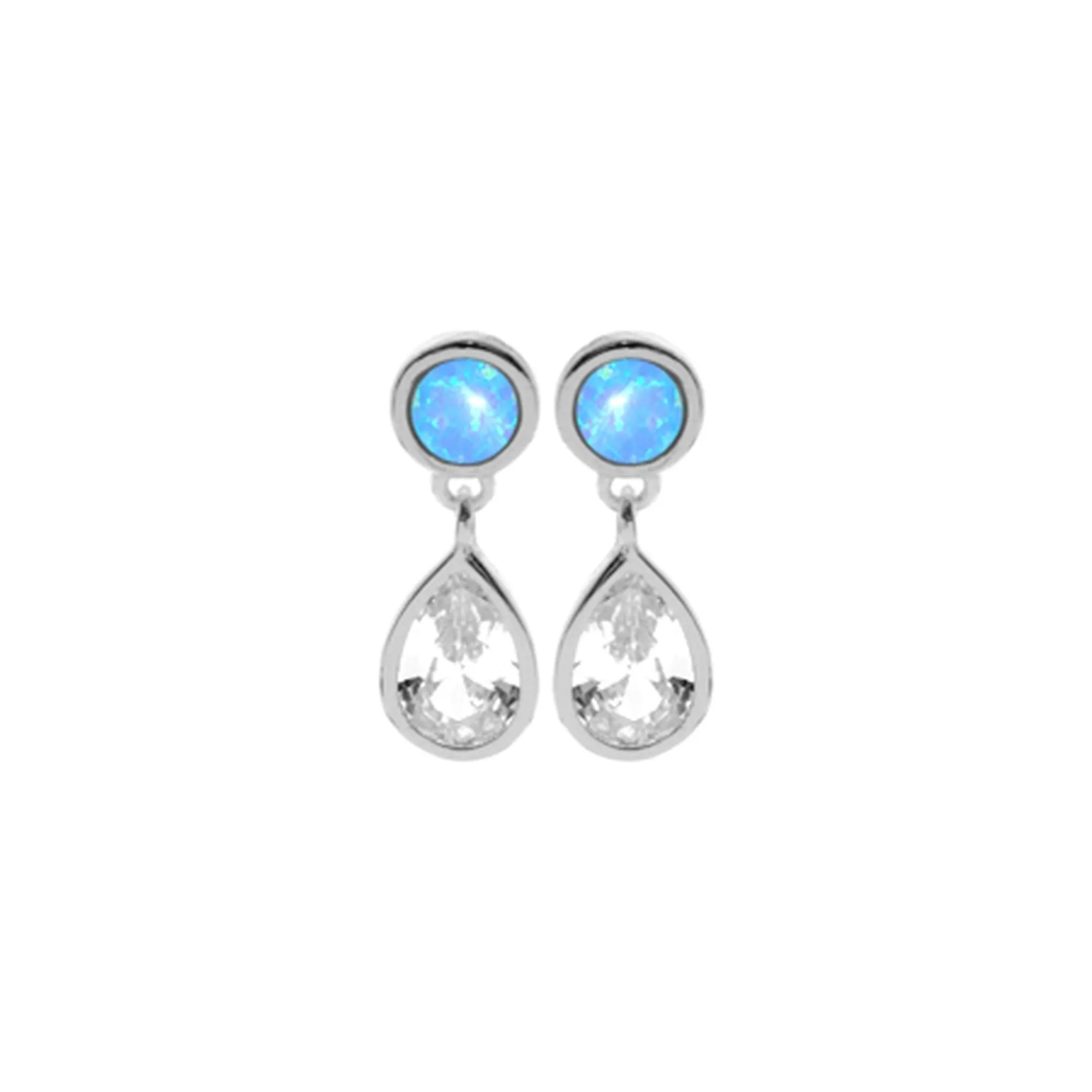 Alexis CZ dangle with blue opalique studs