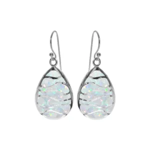 Ana white opalique teardrop wave effect earrings