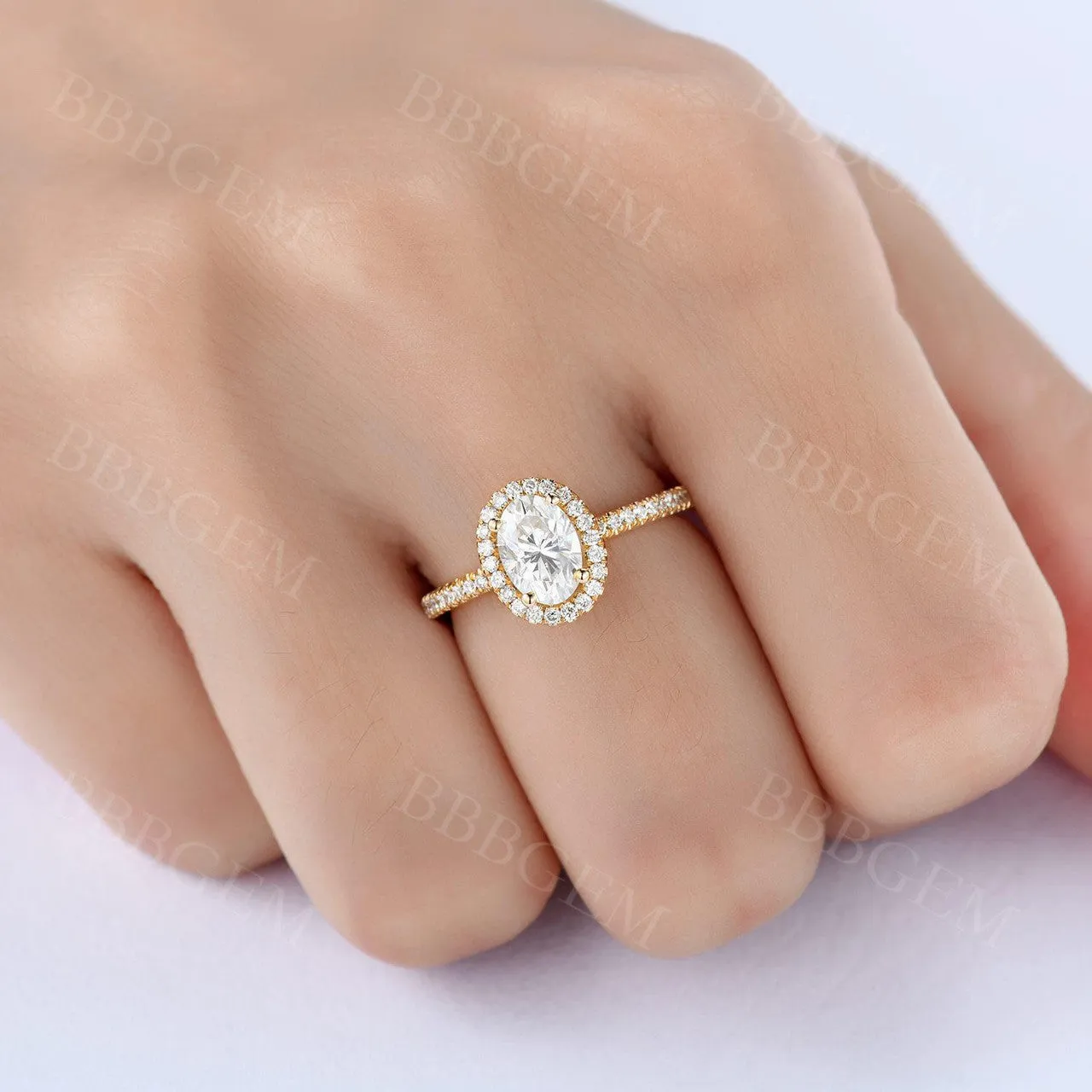 Antique 1CT Oval Cut Moissanite Engagement Ring Moissanite Halo Yellow Gold