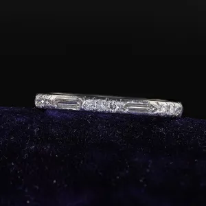 Antique Art Deco Platinum Old Bullet Cut Diamond Eternity Wedding Band