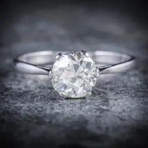 Antique Edwardian 1.45Ct Diamond Solitaire Engagement Ring Circa 1910