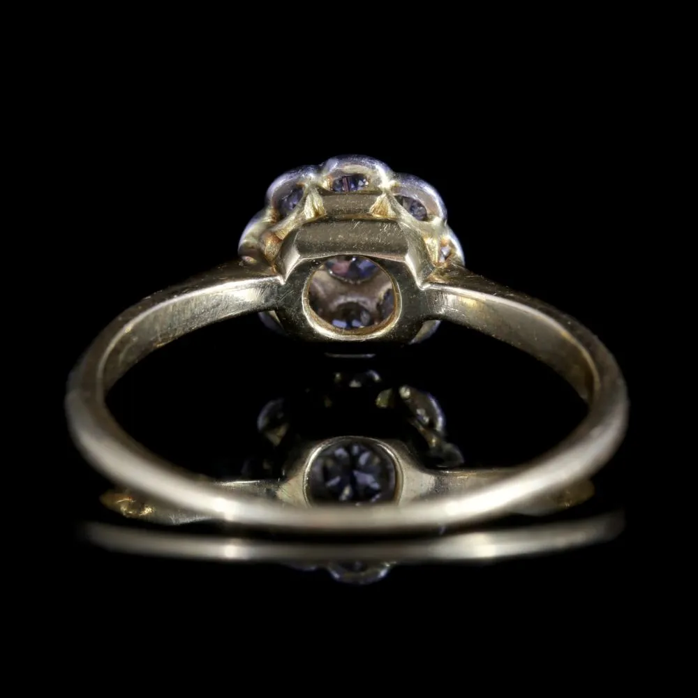 Antique Edwardian Diamond Cluster Ring 18Ct Gold Circa 1910
