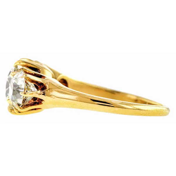 Antique Three Stone Diamond Engagement Ring, Old European cut 1.75ct.