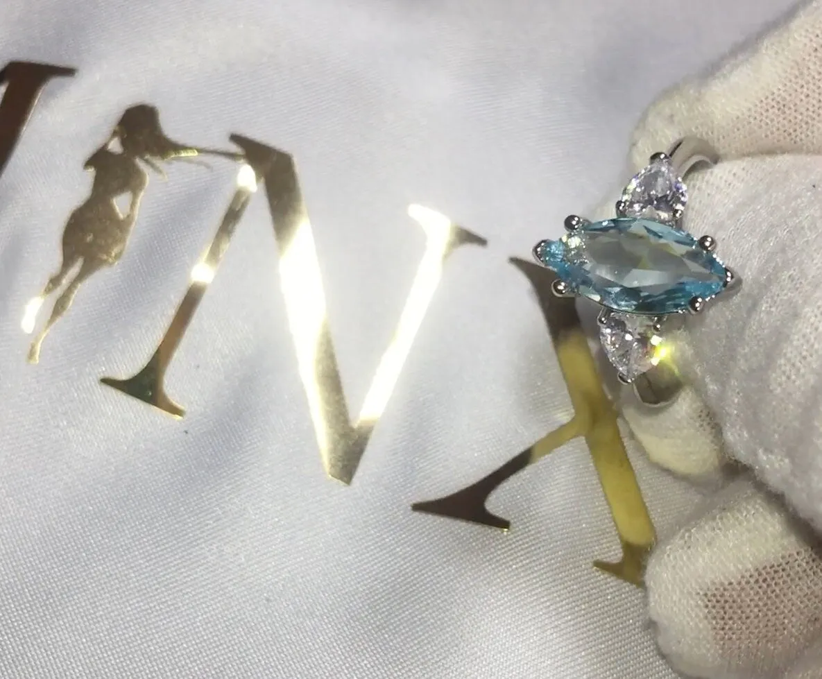 Aquamarine Ring | Aquamarine Diamond Ring | Aquamarine with Diamond Ring |  Marquise Ring | Blue Diamond Ring | Aquamarine Engagement Ring