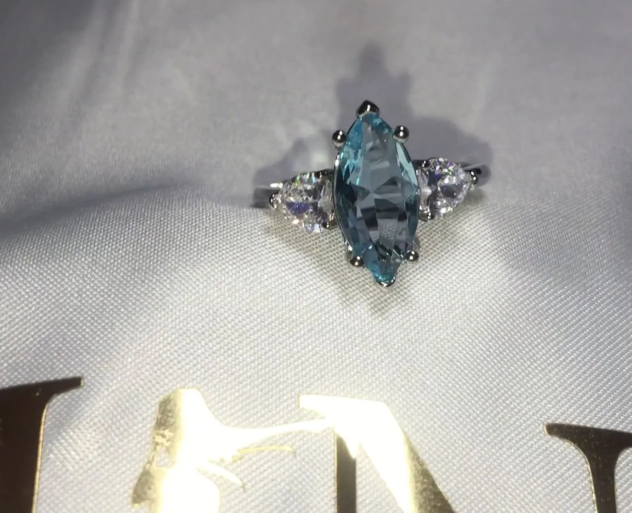 Aquamarine Ring | Aquamarine Diamond Ring | Aquamarine with Diamond Ring |  Marquise Ring | Blue Diamond Ring | Aquamarine Engagement Ring