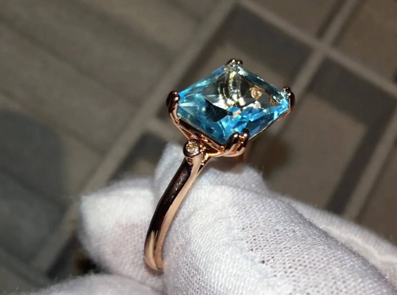 Aquamarine Ring | Aquamarine Diamond Ring | Womens Rose Gold Ring |  Aquamarine Engagement Ring | Blue Diamond Ring | Blue Tourmaline Ring