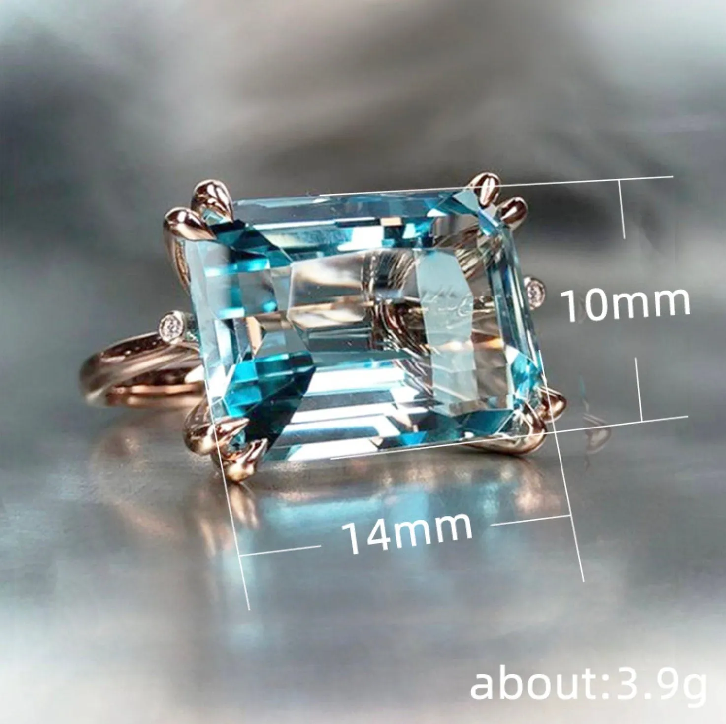 Aquamarine Ring | Aquamarine Diamond Ring | Womens Rose Gold Ring |  Aquamarine Engagement Ring | Blue Diamond Ring | Blue Tourmaline Ring