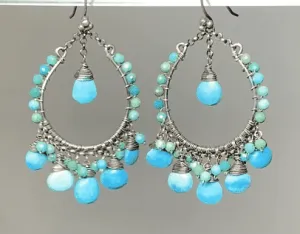 Arizona Turquoise Oxidized Sterling Silver Hoop Earrings