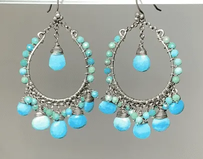 Arizona Turquoise Oxidized Sterling Silver Hoop Earrings