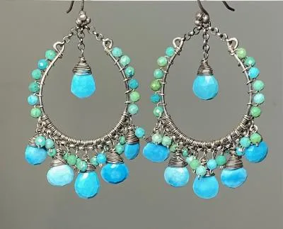 Arizona Turquoise Oxidized Sterling Silver Hoop Earrings