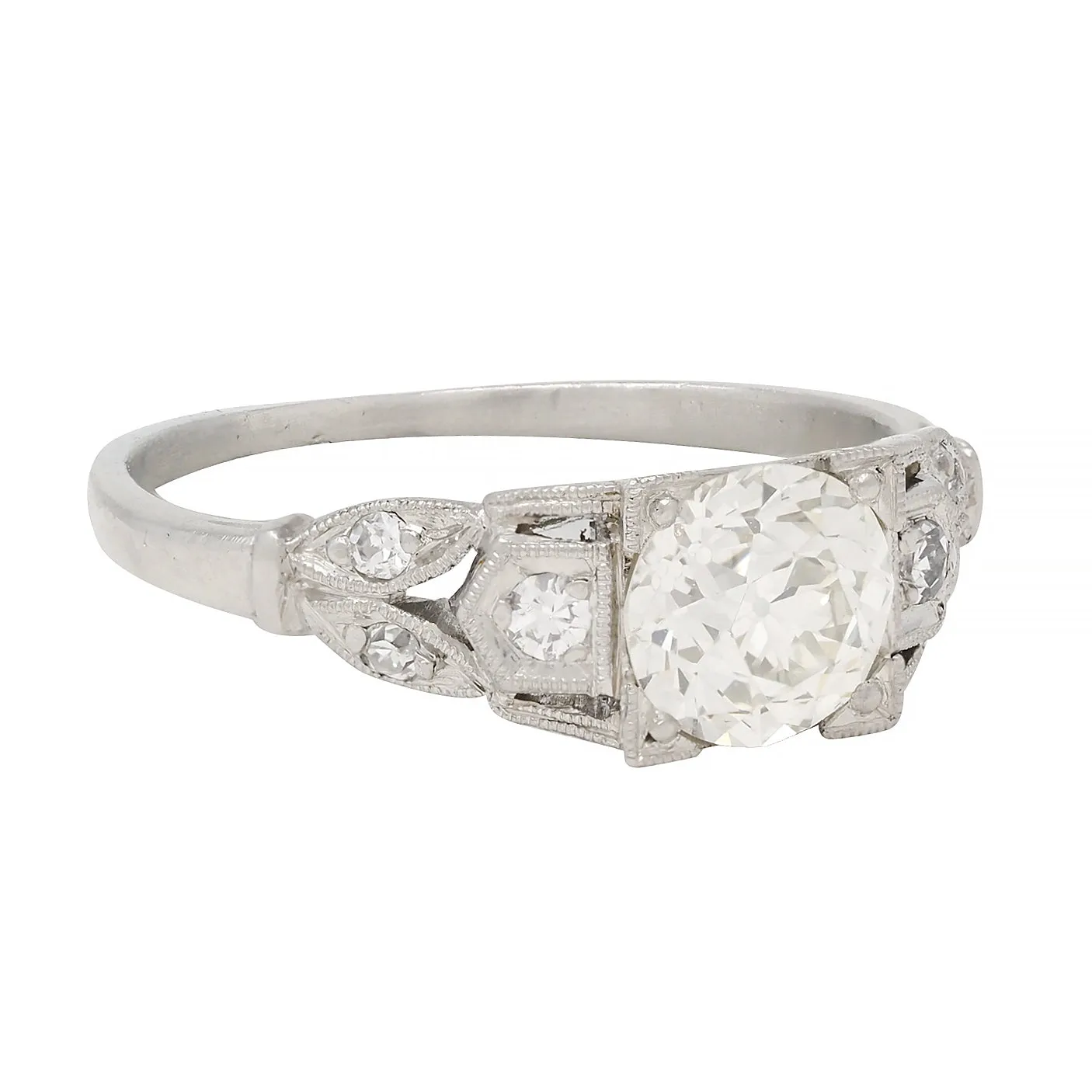 Art Deco 0.92 CTW Diamond Platinum Engagement Ring