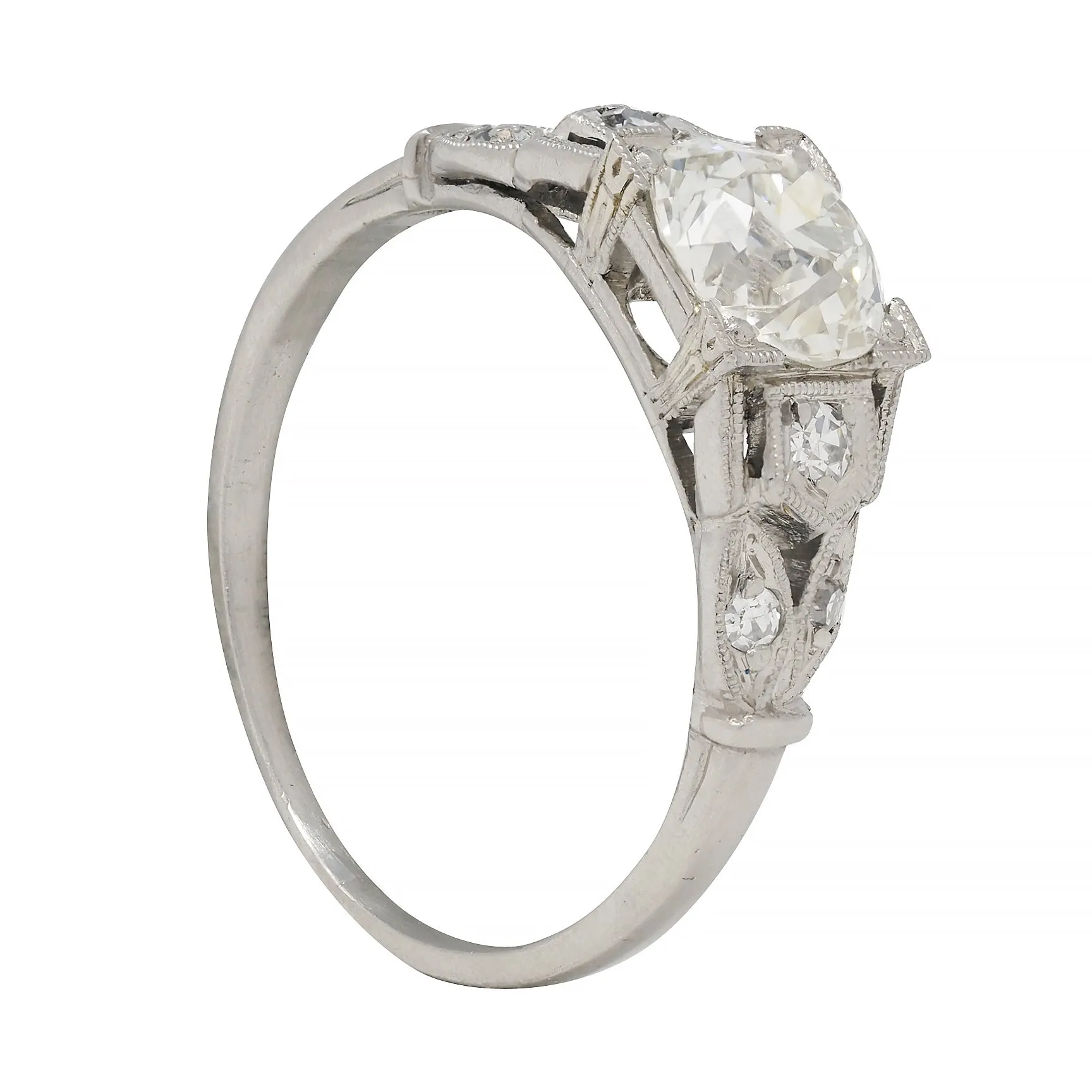 Art Deco 0.92 CTW Diamond Platinum Engagement Ring