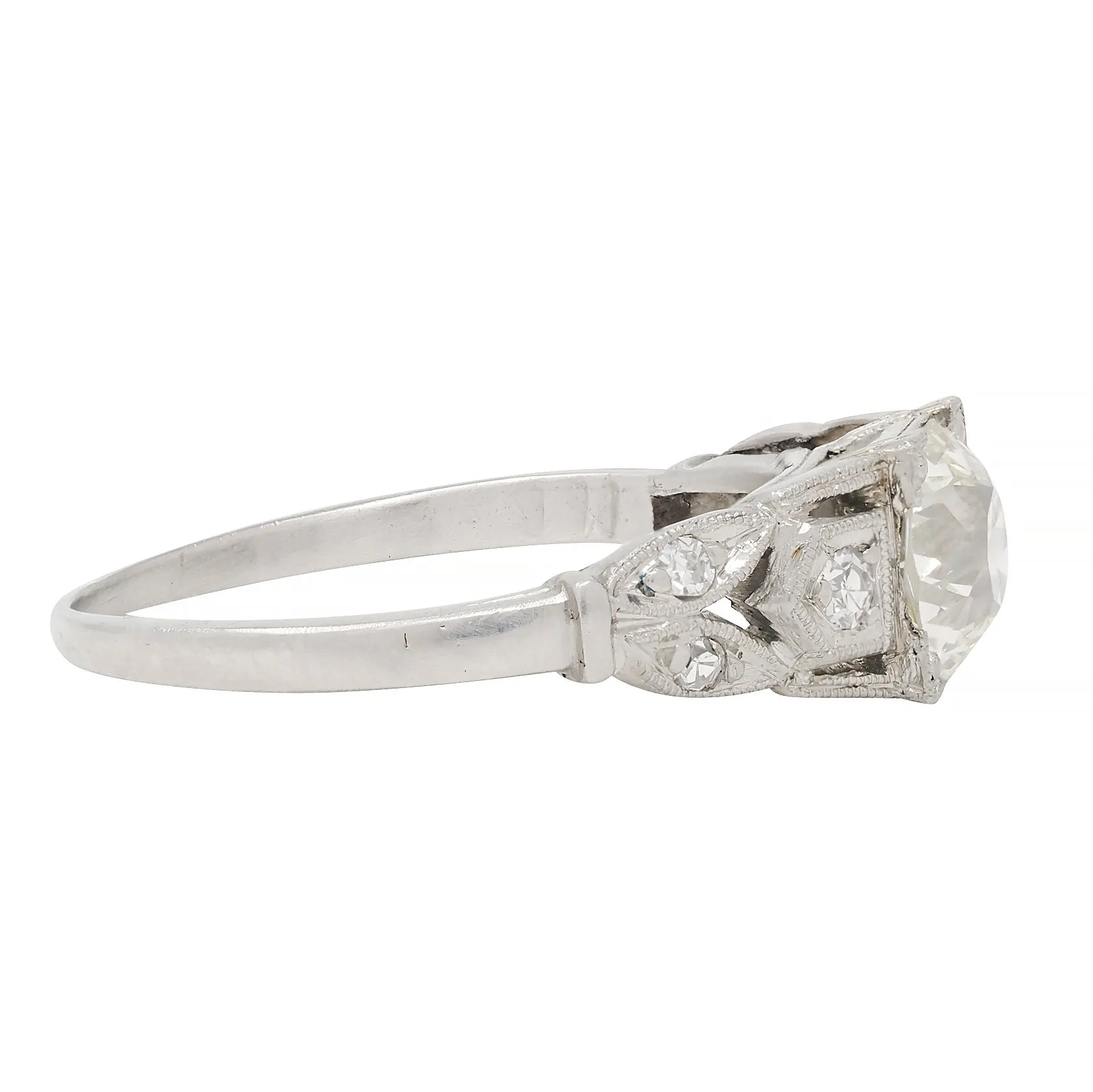 Art Deco 0.92 CTW Diamond Platinum Engagement Ring